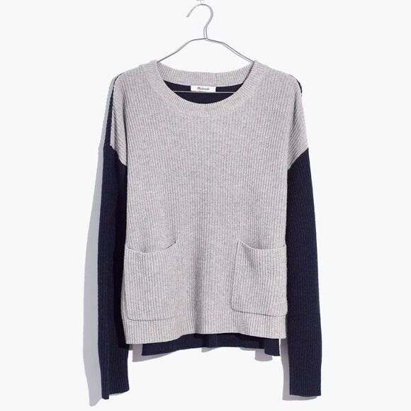 Madewell Patch Pocket Pullover Sweater in Colorblock 3X - Picture 1 of 8
